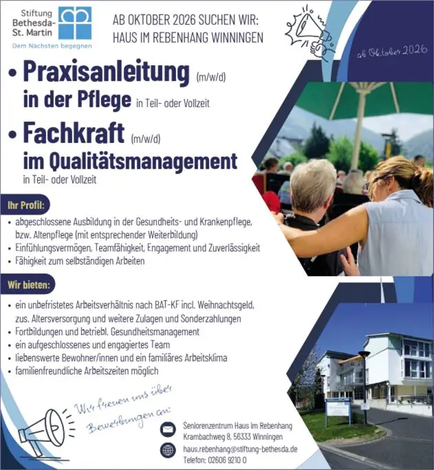 Praxisanleitung in der Pflege g e P r Fachkraft im Qualitäts management (m/w/d) in Teil- oder Volzei