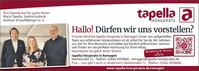 Anzeige "Filiale Remagen"
