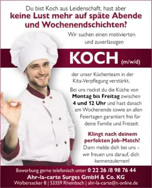 Stellenanzeige Koch