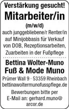 Stellenanzeige Verstärkung gesucht 