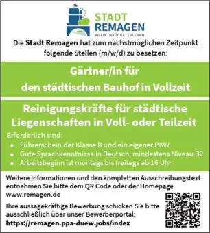 Stellenanzeige Reinigungskräfte/Gärtner