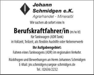 Stellenanzeige Tankwagenfahrer
