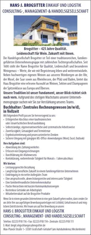 Stellenanzeige Buchhalter