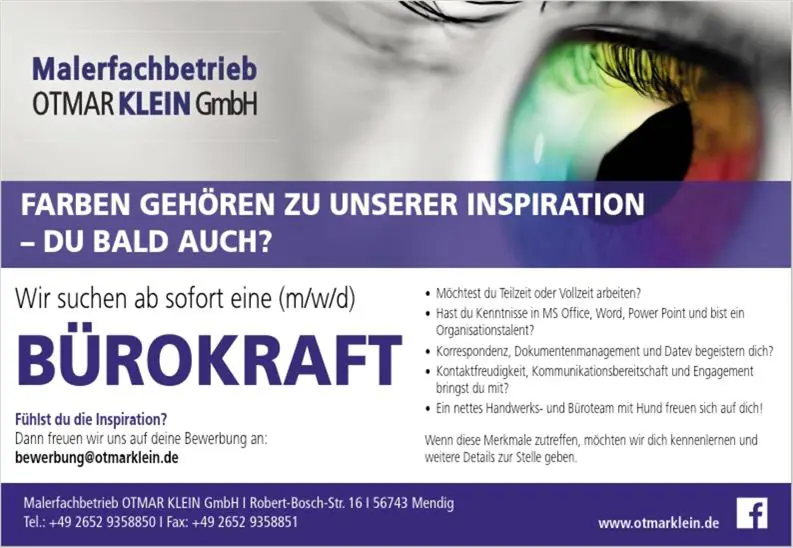 Stellenanzeige Bürokraft
