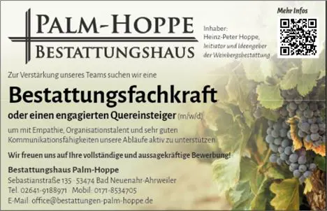 Stellenanzeige Bestattungsfachkraft