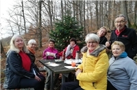 Das Tannenbäumchen am Rastplatz des Rheinhöhenweges ist geschmückt