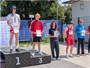 Hendrik Bibow läuft knapp am DM Podium vorbei