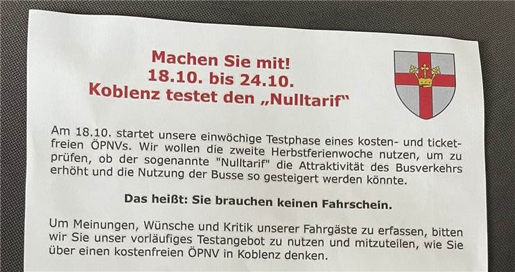 Flyer ist Fake: Kein kostenloser ÖPNV in Koblenz
