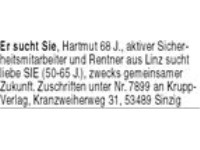 Er sucht Sie, Hartmut 68 Jahre Aktiver Sicherheitsmitarbeiter und Rentner aus Linz such liebe SIE 5