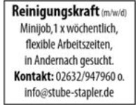 Minijob Reinigungskraft
