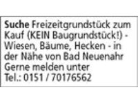 Suche Freizeitgrundstück zum Kauf (KEIN Baugrundstück!) - Wiesen, Bäume, Hecken - in der Nähe von B