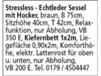 Stressless - Echtleder Sessel mit Hocker, braun, B 75cm, Sitzhöhe 40cm, T 42cm, Relaxfunktion, nur 