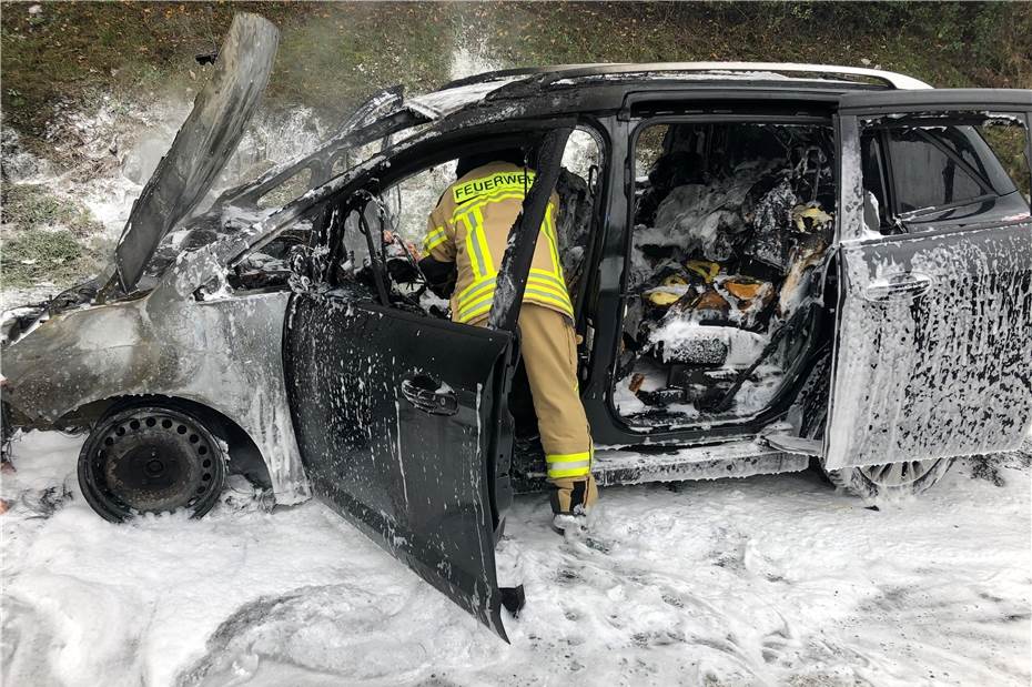 Auto geht während Fahrt in Flammen auf