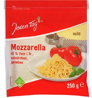 Rückruf: Plastik in geriebenem Mozzarella