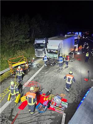 Schwerer LKW-Unfall auf der A3: Feuerwehr rettet eingeklemmten Fahrer