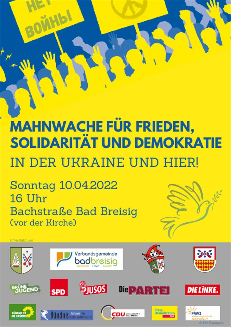 Mahnwache zum Krieg in der Ukraine
am 10.04.2022 in Bad Breisig