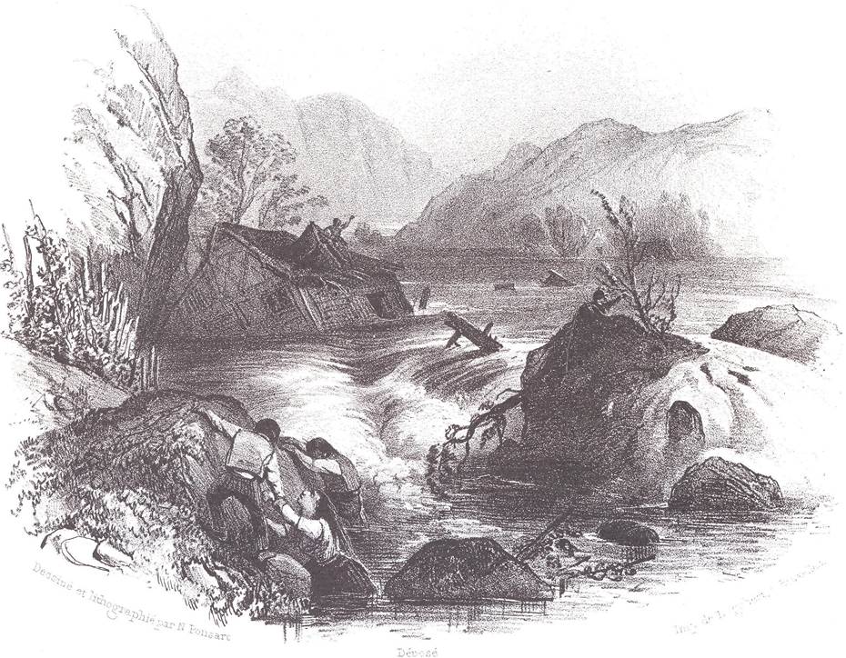 Bild und Zeitzeugenaussage des Hochwassers anno 1804